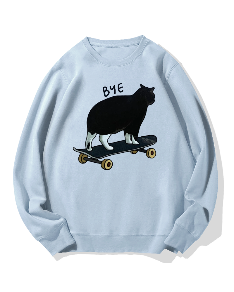 Cat On Skateboard Cotton Sweatshirt