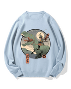 Japanese Dinosaur Warrior Cotton Sweatshirt