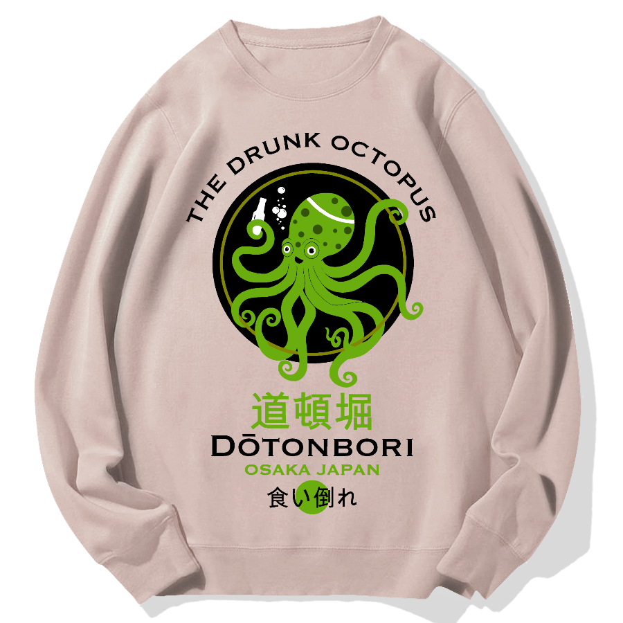Dotonbori Octopus(Green) Geek Cotton Sweatshirt