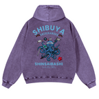 Shibuya Octopus Vintage Washed Cotton Back Art Hoodie
