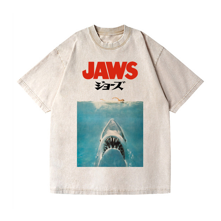 Jaws Shark Vintage Wash Japanese Design T-Shirt