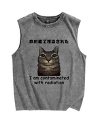 Cat Contaminated By Radiation Vintage Distressed Washed Tank Top