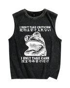 Frog Only Take Cash Vintage Distressed Washed Tank Top