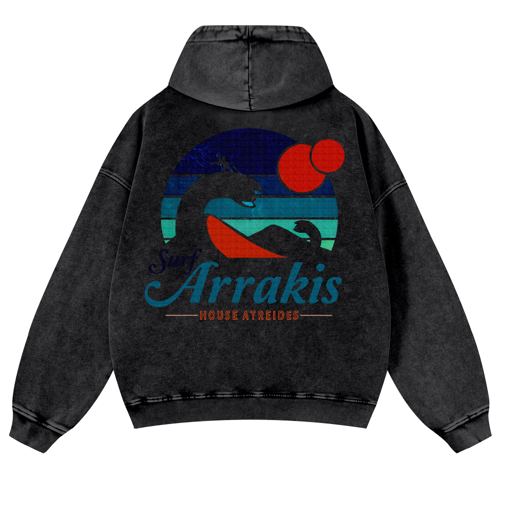 Surf Arrakis Vintage Washed Cotton Back Art Hoodie