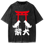 Shiba Dog Shrine Vintage Washed T-shirt