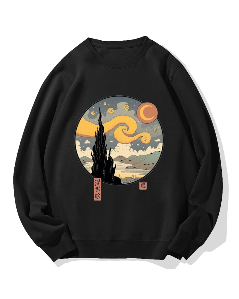 Ukiyo-e Painting Cotton Sweatshirt