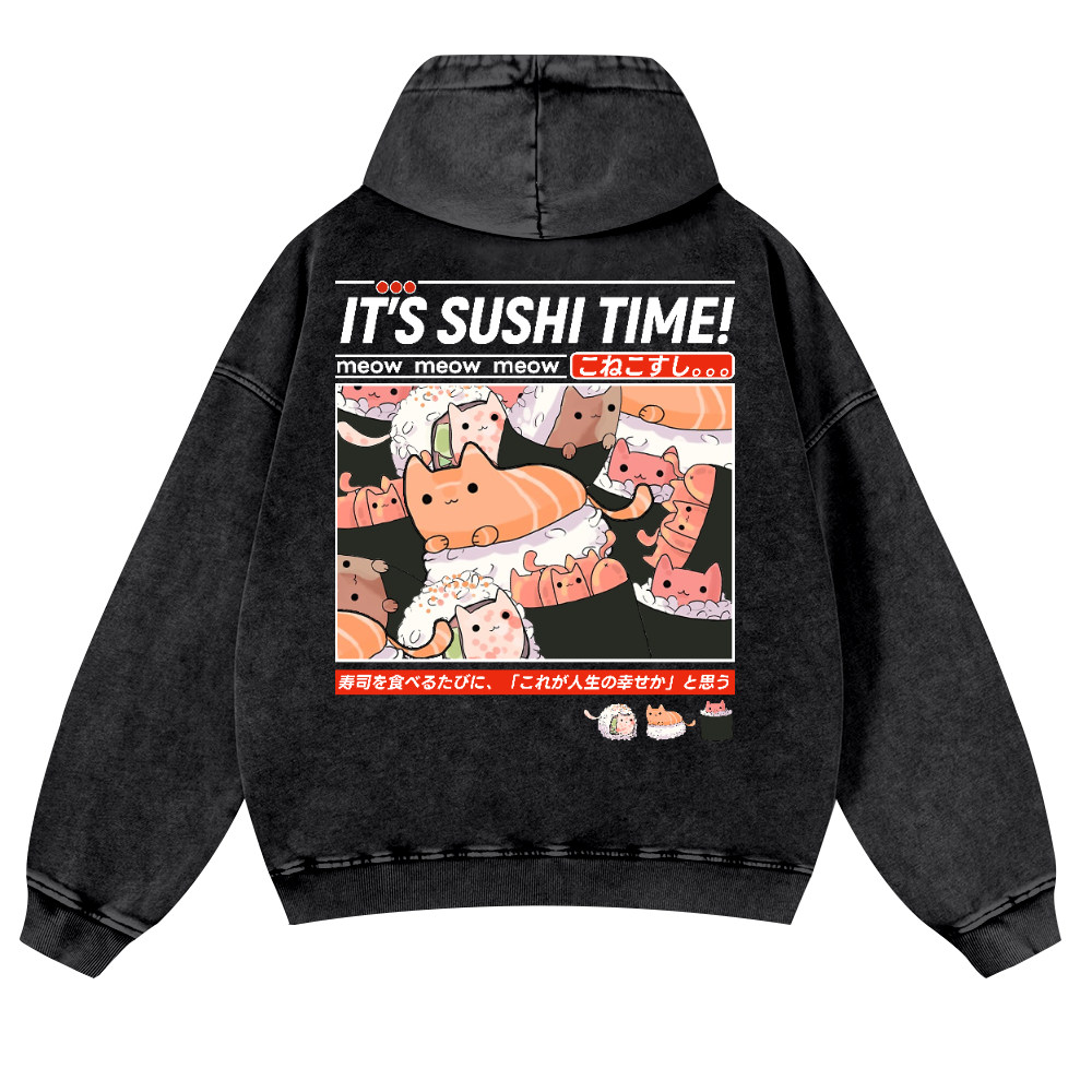 Sushi Vintage Washed Cotton Back Art Hoodie