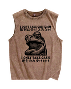 Frog Only Take Cash Vintage Distressed Washed Tank Top