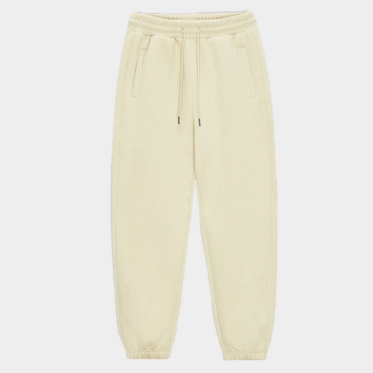 Unisex Solid Color Fleece Casual Tapered Pants