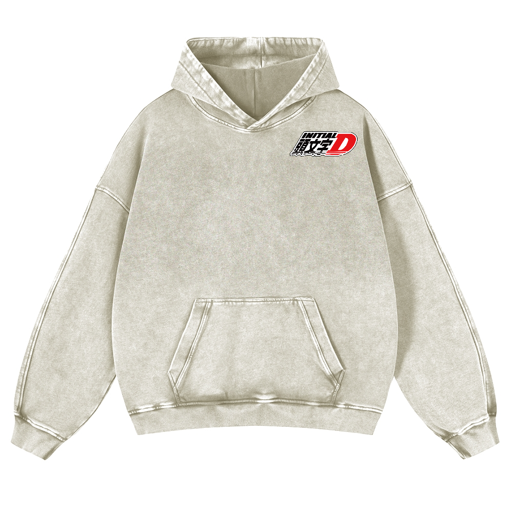 Initial D Vintage Washed Cotton Back Art Hoodie