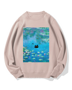 Monet Water Lily Cat Cotton Sweatshirt