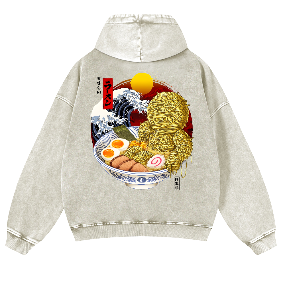 Ramen Yummy Vintage Washed Cotton Back Art Hoodie