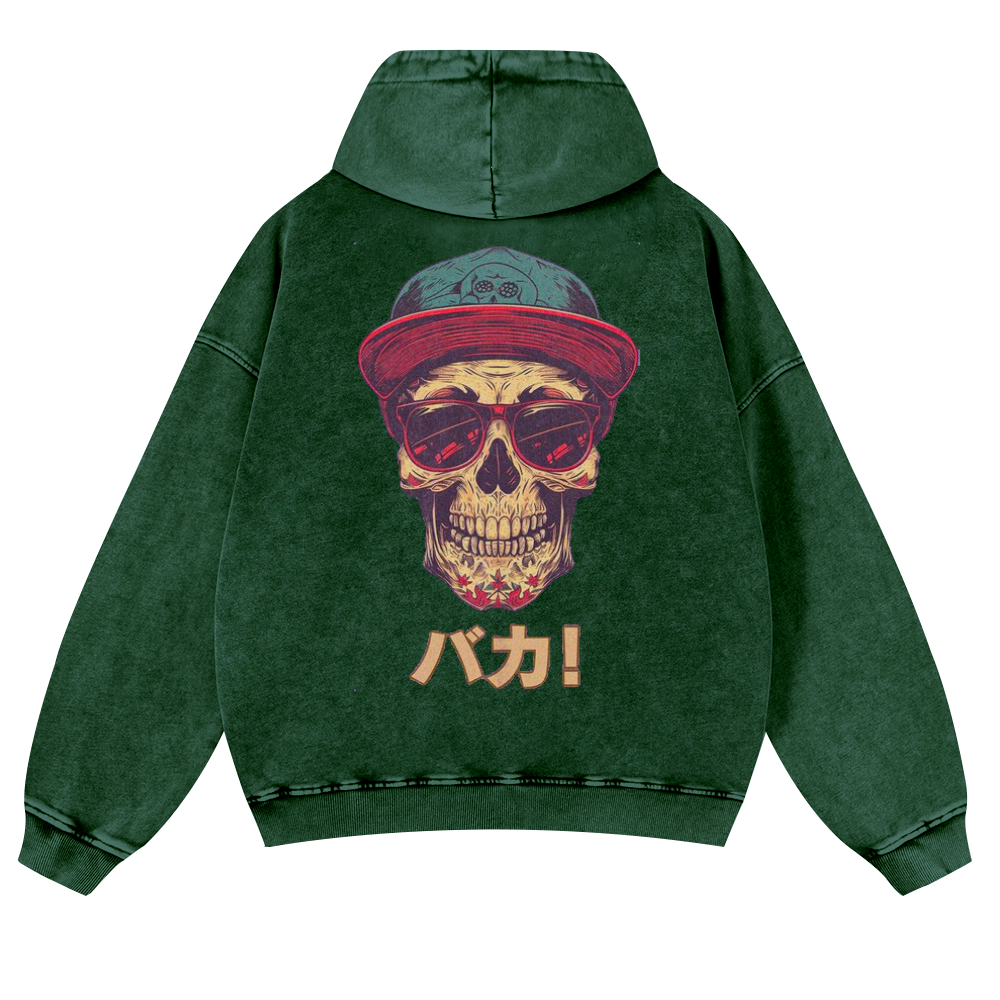 Skull Vintage Washed Cotton Back Art Hoodie