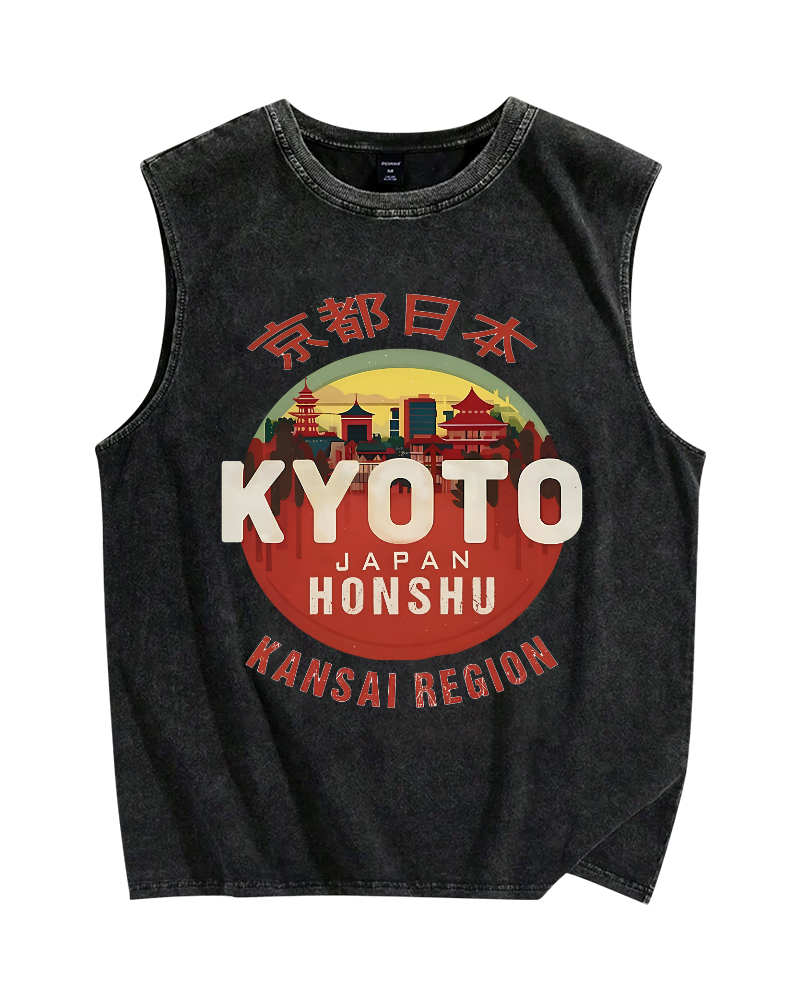 Kyoto, Japan Vintage Distressed Washed Tank Top