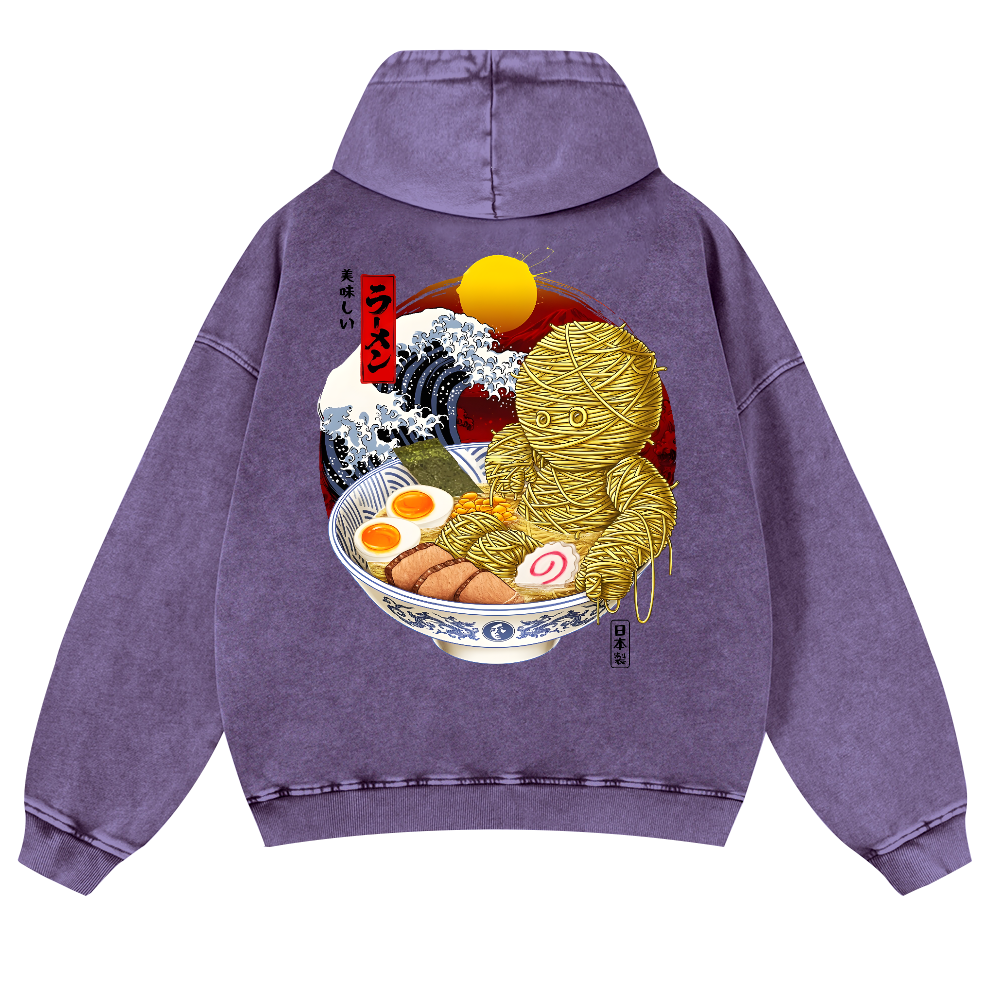 Ramen Yummy Vintage Washed Cotton Back Art Hoodie