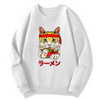 Cat Lamian Noodles Japan Cotton Pullover Sweatshirt