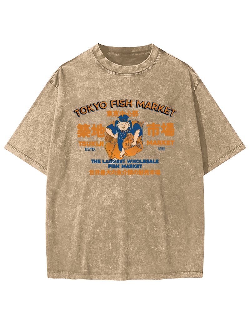 Tokyo Tsukiji Market Vintage Washed T-shirt