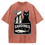 Cat And Canned Fish Vintage Washed T-shirt