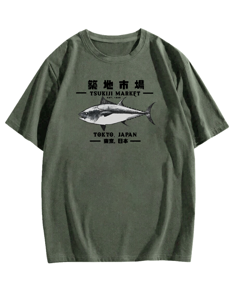 Tokyo Tsukiji Market Cotton casual T-shirt