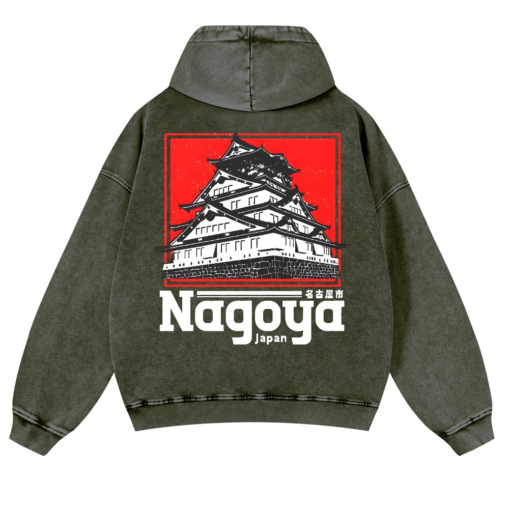 Nagoya Japan Vintage Washed Cotton Back Art Hoodie