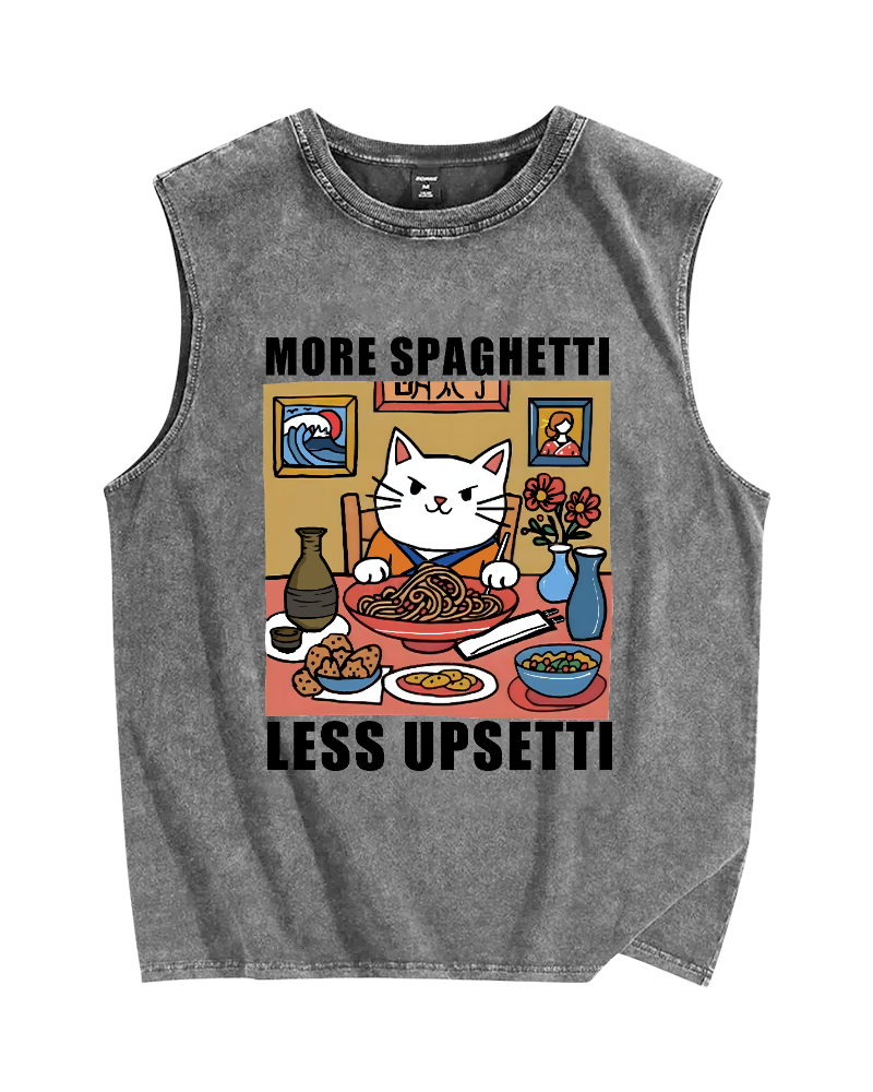 More Spaghetti Less Upsetti Vintage Distressed Washed Tank Top