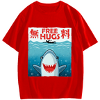 Free Shark Hug Cotton casual T-shirt