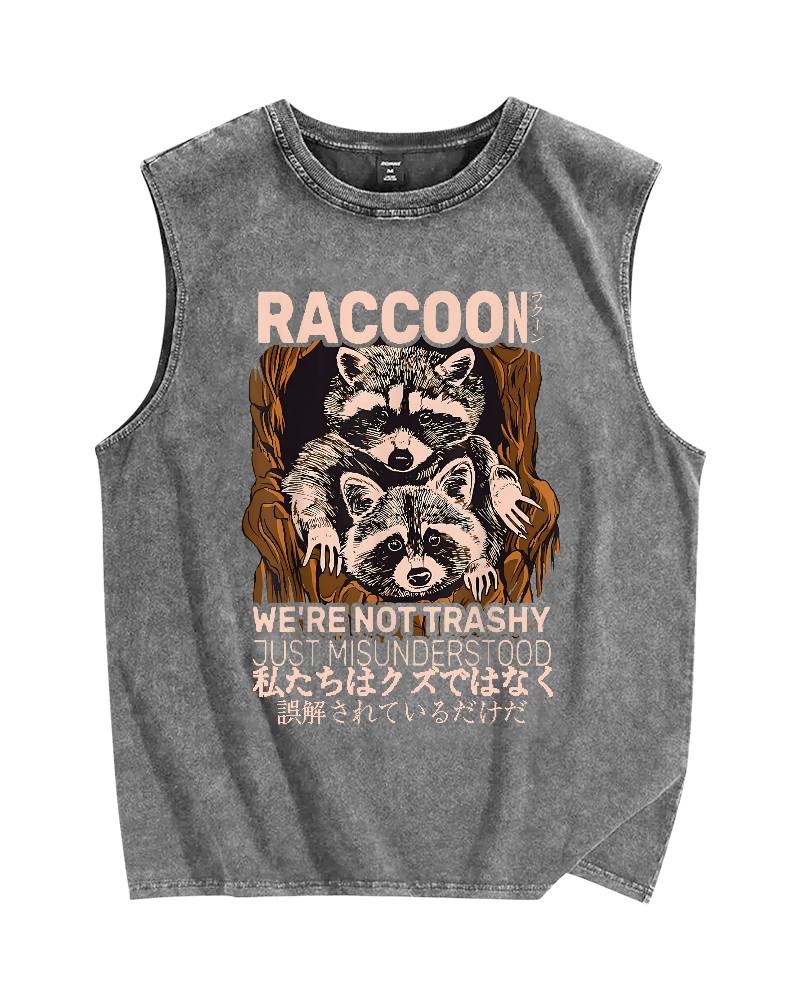 We're not trashy,just misunderstood Raccoon Vintage Distressed Washed Tank Top