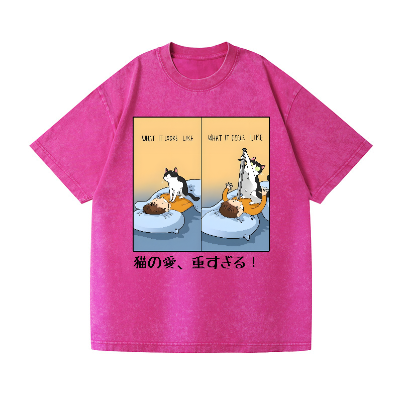 Cat Love Vintage Wash Japanese Design T-Shirt