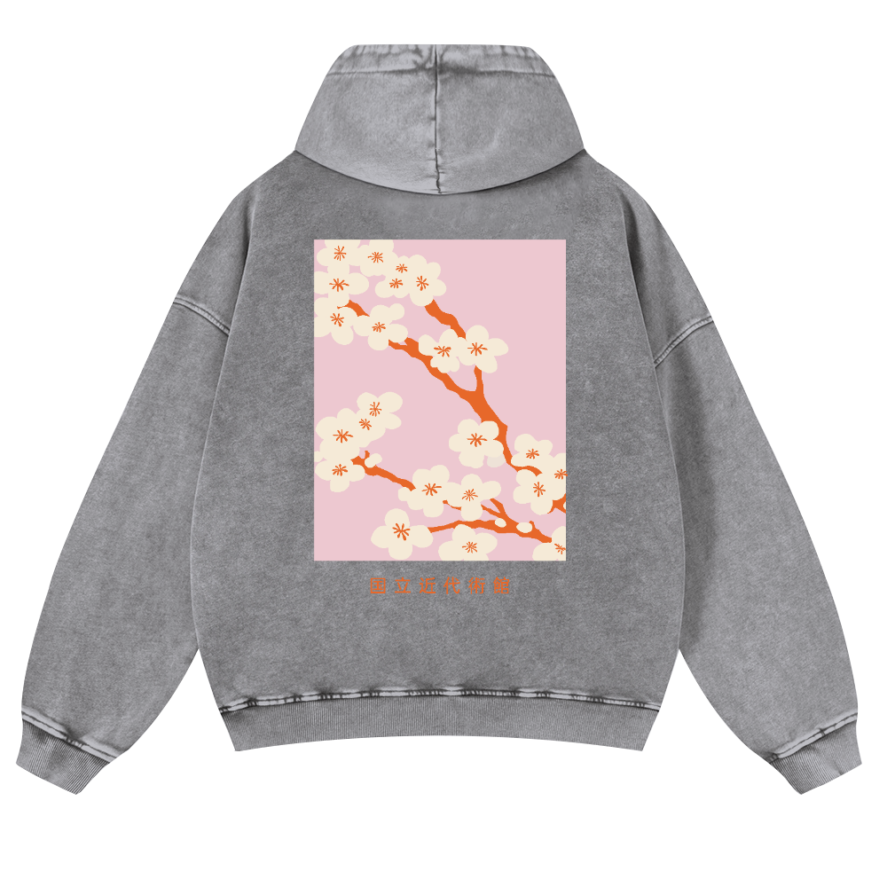 Sakura Vintage Washed Cotton Back Art Hoodie