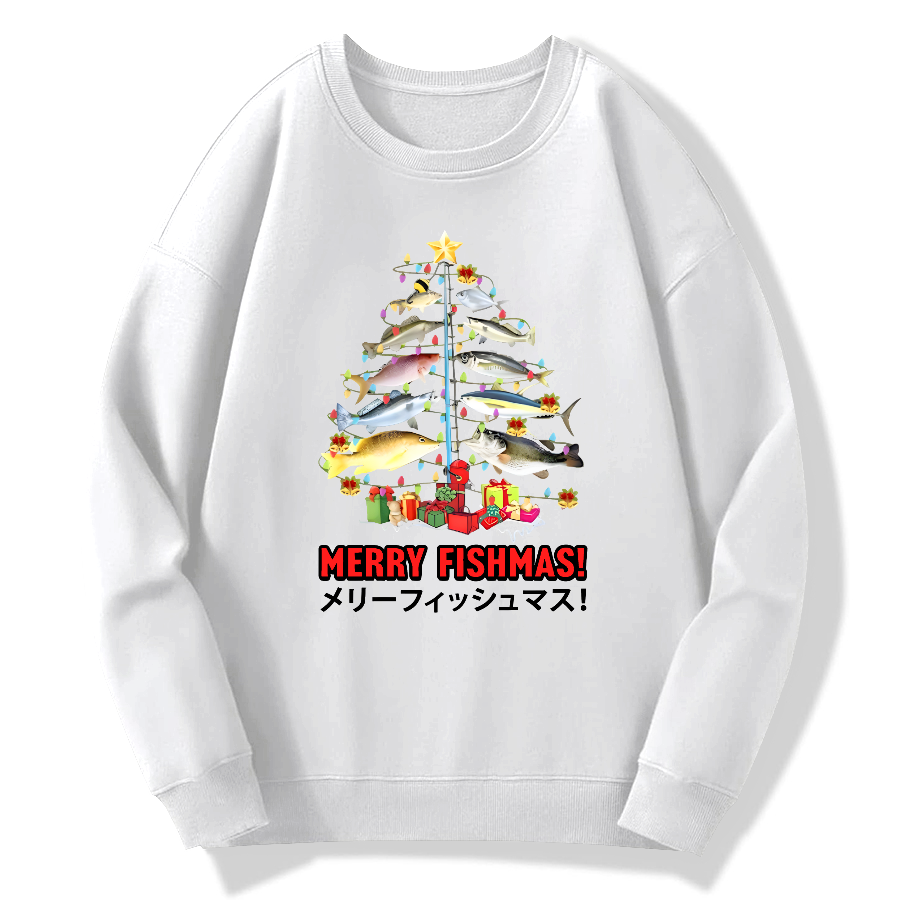 Christmas Fish Tree Japanese Style Cotton Pullover Sweatshirt