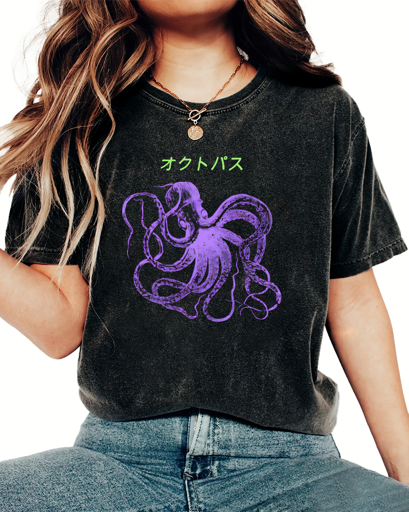Japanese Octopus Vintage Washed T-shirt