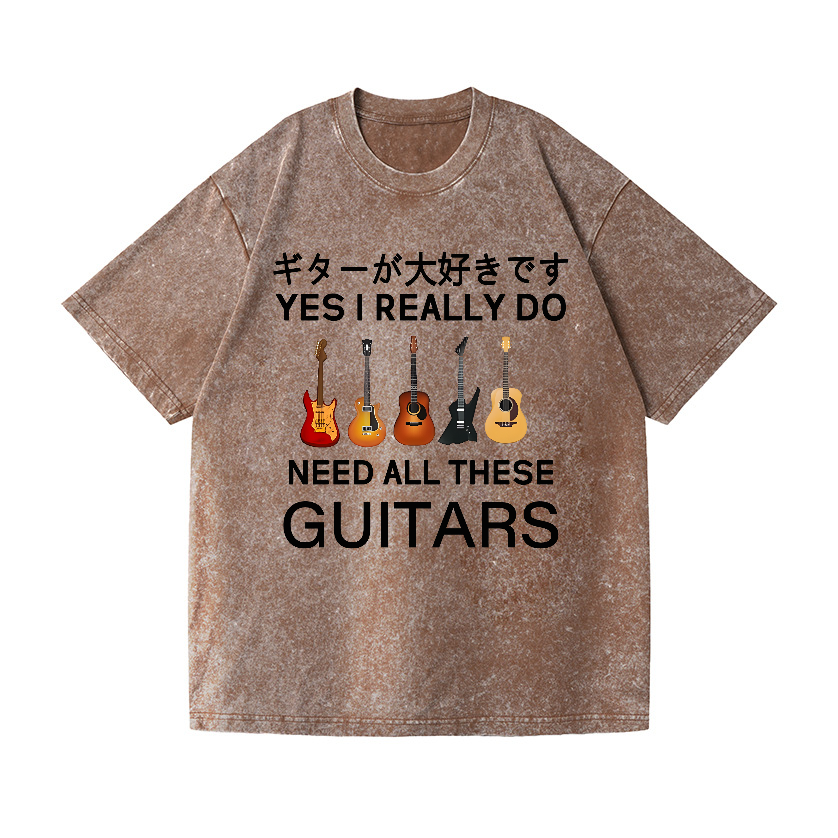 Guitars Vintage Wash Japanese Design T-Shirt