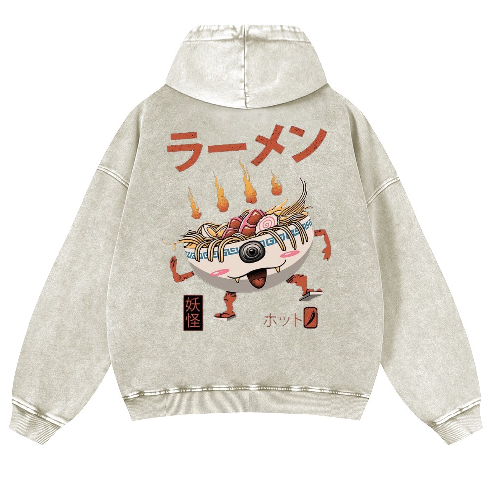 Ramen Vintage Washed Cotton Back Art Hoodie