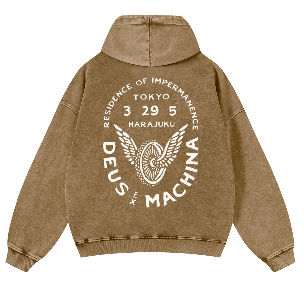Harajuku Vintage Washed Cotton Back Art Hoodie