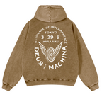 Harajuku Vintage Washed Cotton Back Art Hoodie