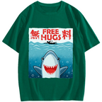 Free Shark Hug Cotton casual T-shirt