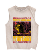 Cheese Mouse Vintage Distressed Washed Tank Top