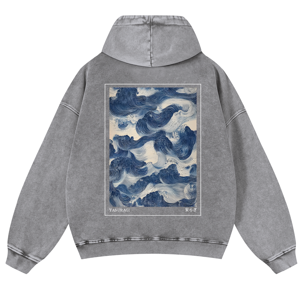 Yasuragi Vintage Washed Cotton Back Art Hoodie
