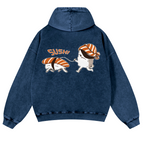 Sushi Vintage Washed Cotton Back Art Hoodie