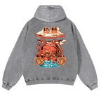 Ramen Octopus Vintage Washed Cotton Back Art Hoodie