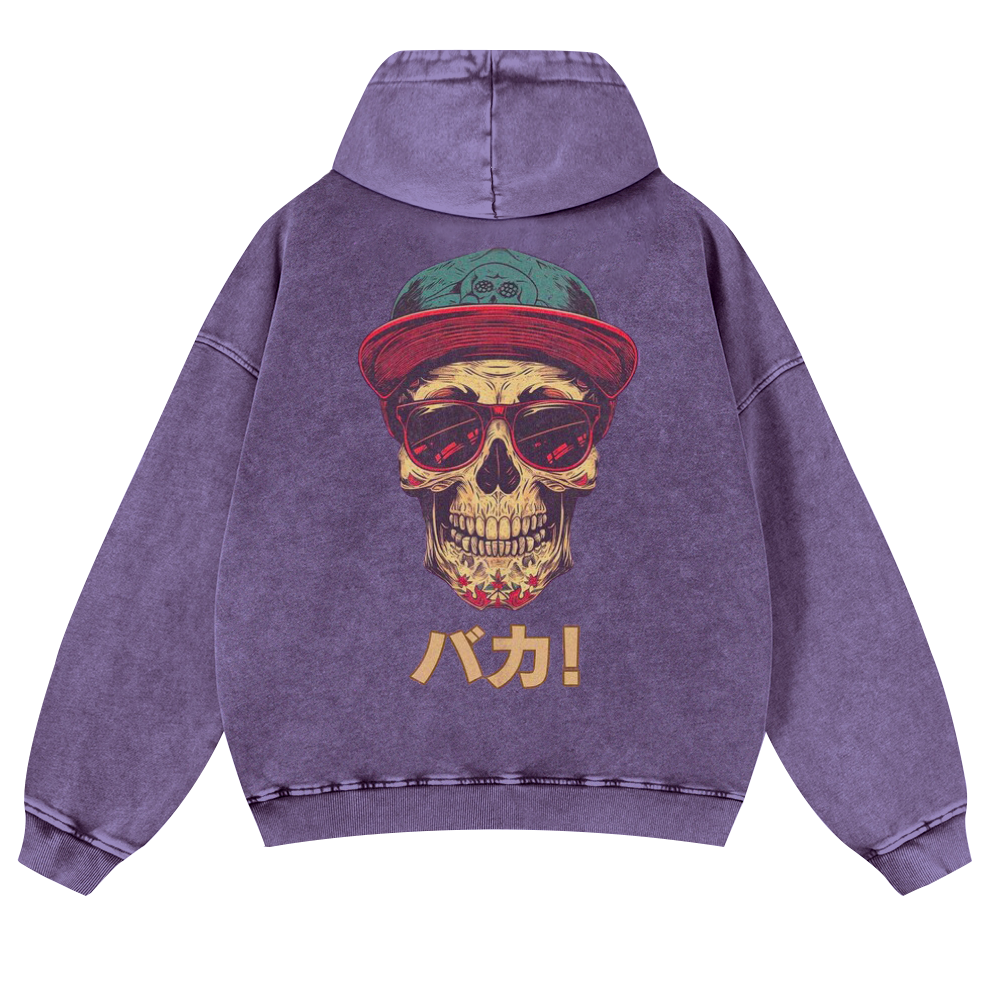 Skull Vintage Washed Cotton Back Art Hoodie