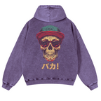 Skull Vintage Washed Cotton Back Art Hoodie