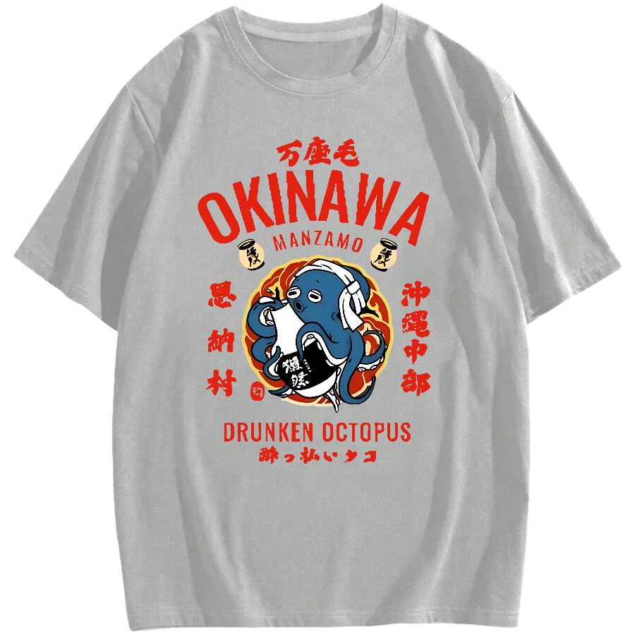 Okinawa Drunken Octopus Cotton casual T-shirt