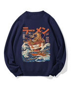 Ramen Monster at the Great Wave off Kanagawa Cotton Sweatshirt