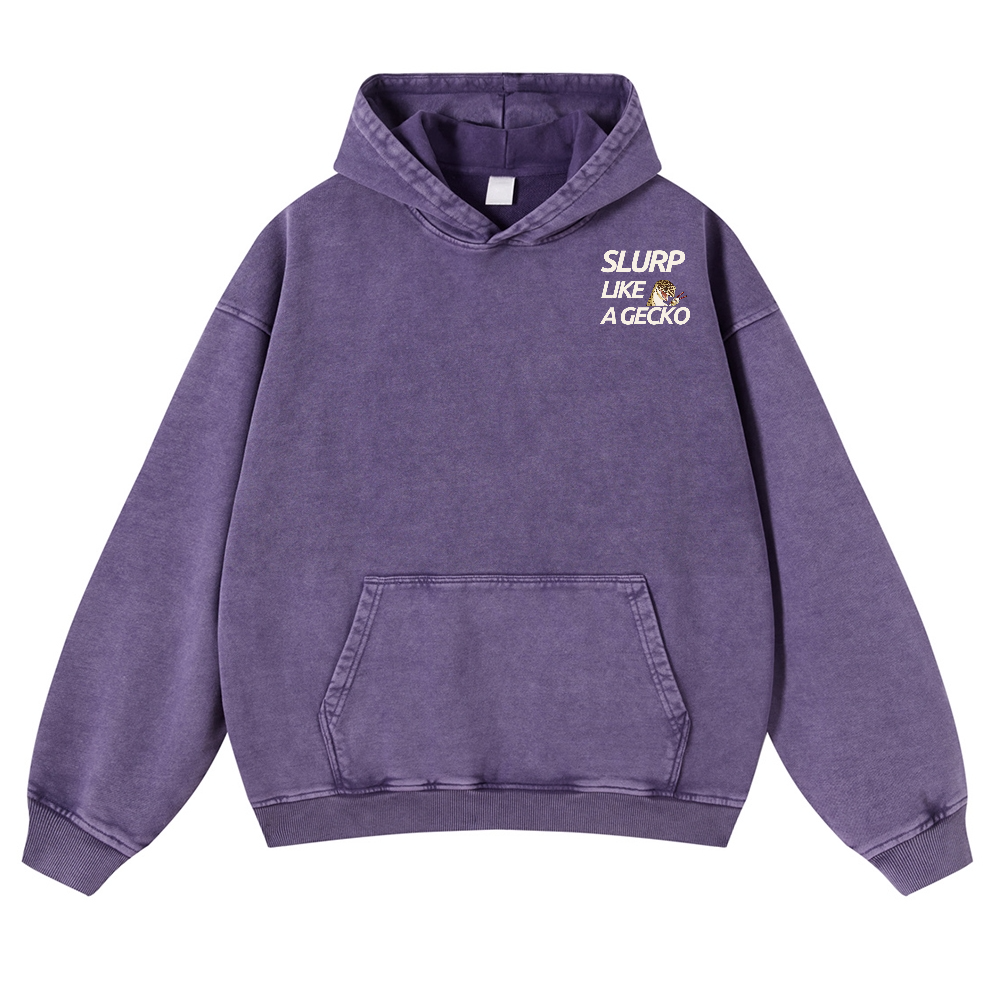 Gecko Vintage Washed Cotton Back Art Hoodie