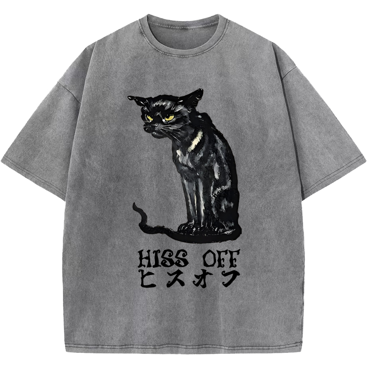 HISS OFF CAT Washed T-Shirt