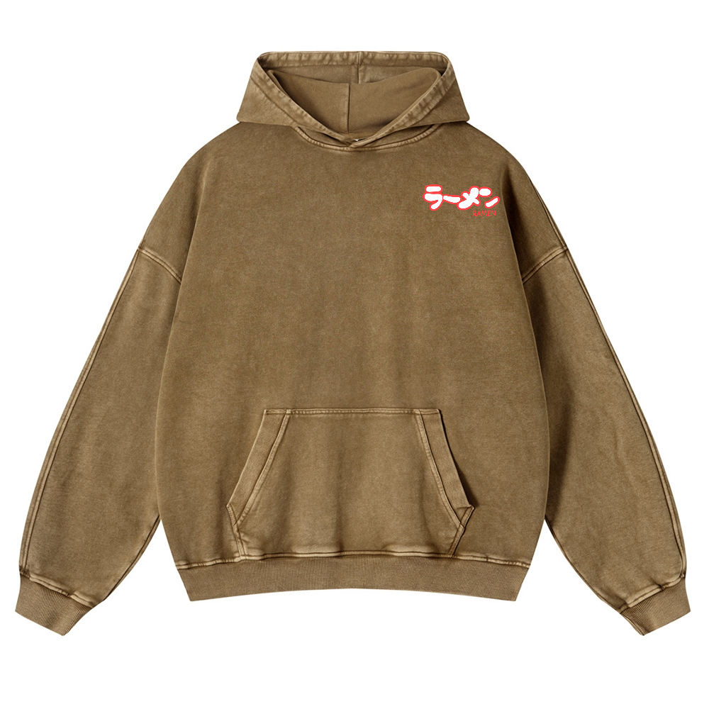Ramen Hero Vintage Washed Cotton Back Art Hoodie