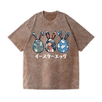 Rabbit Easter Eggs Vintage Wash Japanese Design T-Shirt