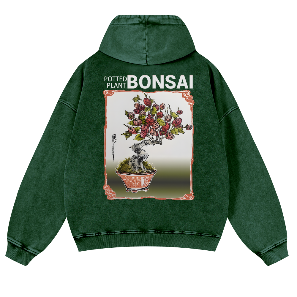 Bonsai Vintage Washed Cotton Back Art Hoodie