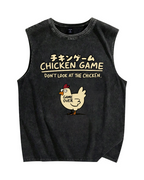 Chicken Game Vintage Distressed Washed Tank Top